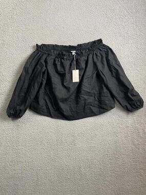 A New Day Blouse Womens XL Black Off Shoulder Long Sleeve Shirt